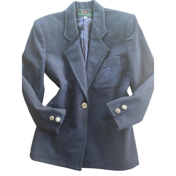 Abercrombie And Fitch Womens Vintage Wool Navy Blazer With Engraved Button And P - Picture 14 of 15